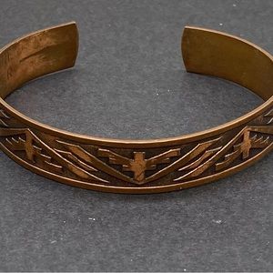 Vintage Navajo Native Copper  Phoenix Cuff Bracelet